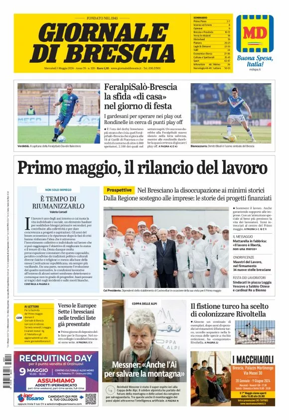 Prima-pagina-giornale di brescia-oggi-edizione-del-2024-05-01